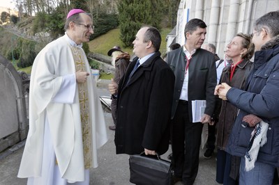 Mgr Nicolas Brouwet, Jean-Marie Montel, Hugues de Foucauld et Stépahnie Chauveau 