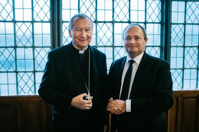 Son Eminence le Cardinal Pietro Parolin et Jean-Marie Montel